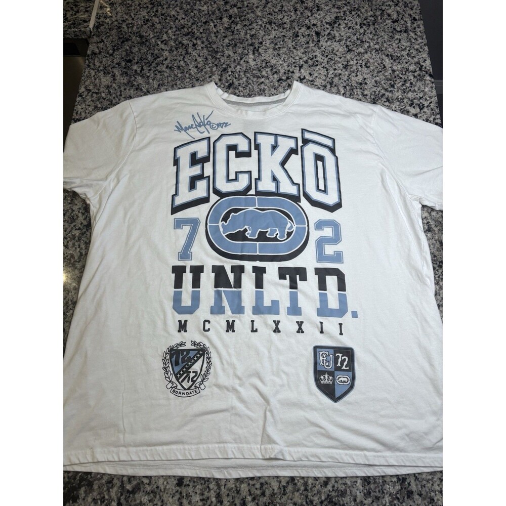 Ecko Unltd Mens 5XL Graphic Short Sleeve White T-Shirt